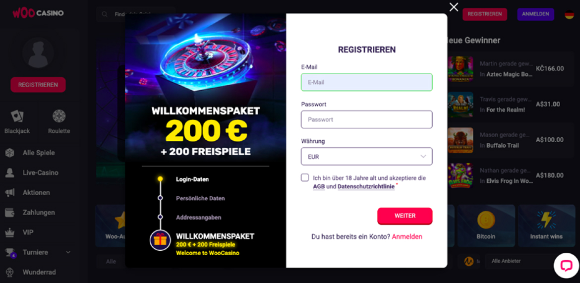 Woo Casino Österreich registrieren